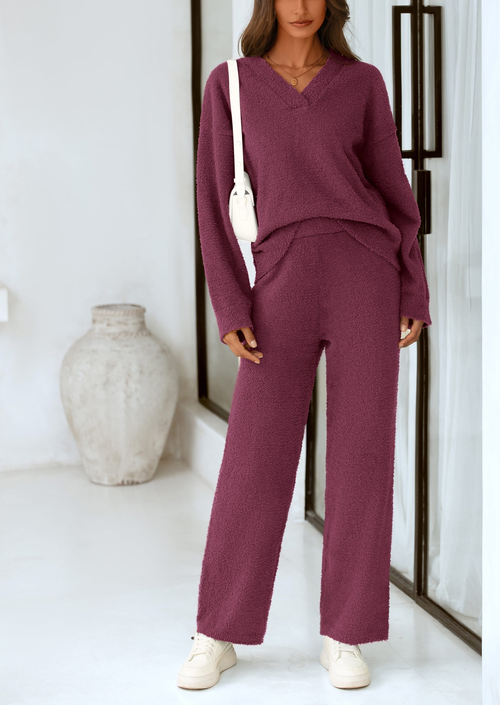 Lounge Sets for Women Two Piece Sweaters Pajama Set Fall Fashion Loungewear Outfits Matching Winter Clothes