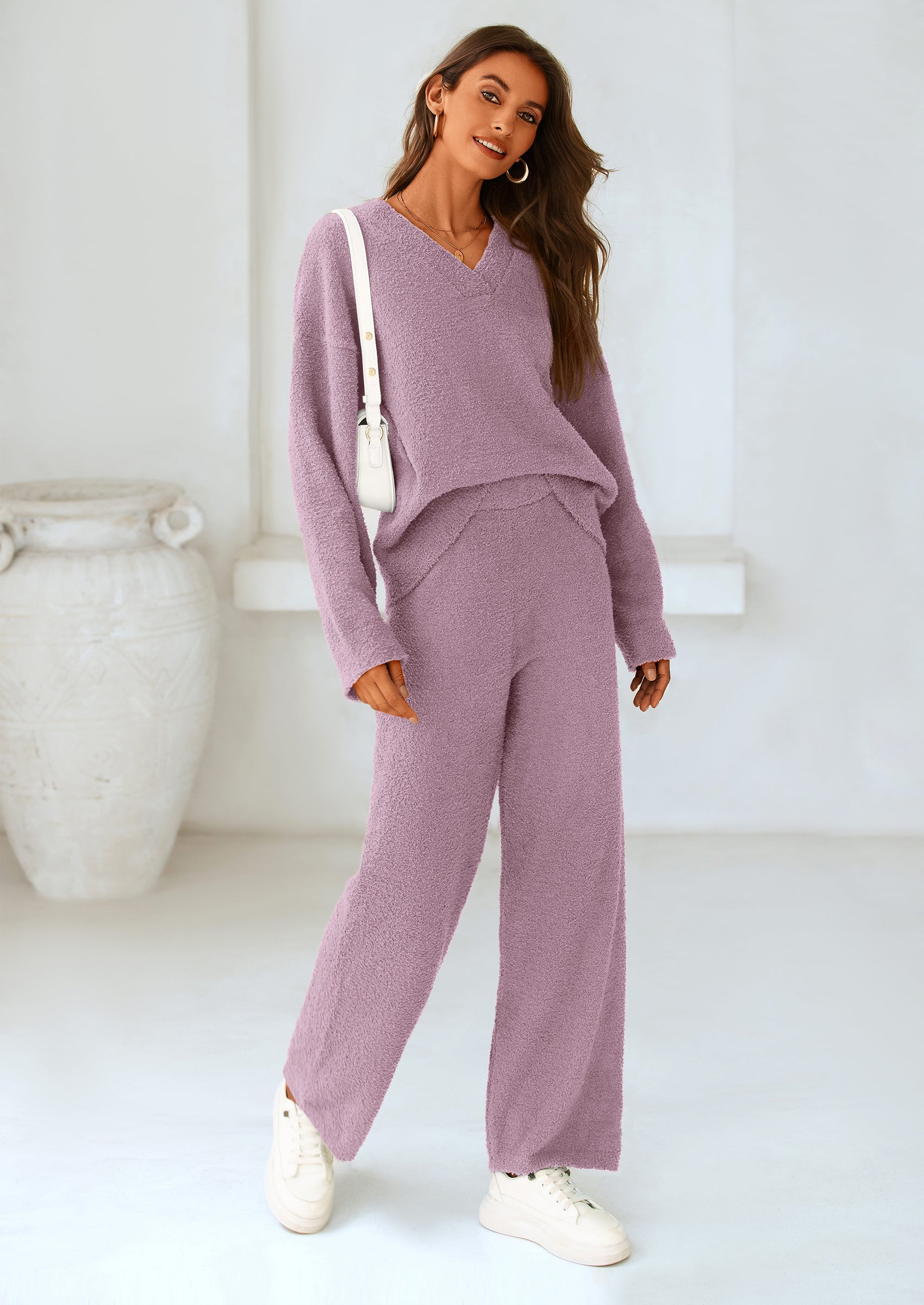 Lounge Sets for Women Two Piece Sweaters Pajama Set Fall Fashion Loungewear Outfits Matching Winter Clothes