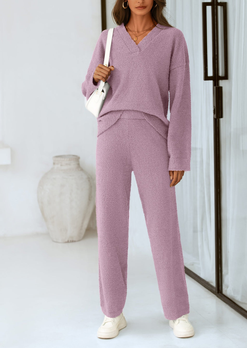 Lounge Sets for Women Two Piece Sweaters Pajama Set Fall Fashion Loungewear Outfits Matching Winter Clothes