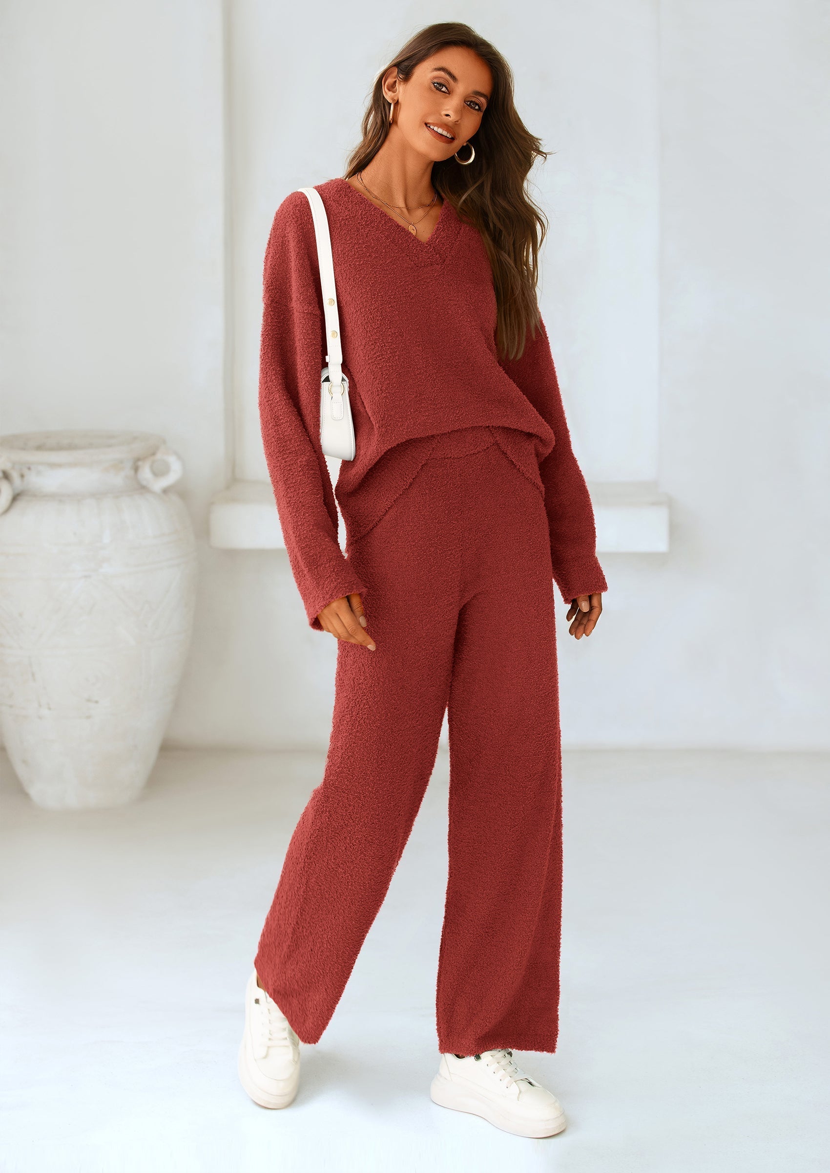 Lounge Sets for Women Two Piece Sweaters Pajama Set Fall Fashion Loungewear Outfits Matching Winter Clothes
