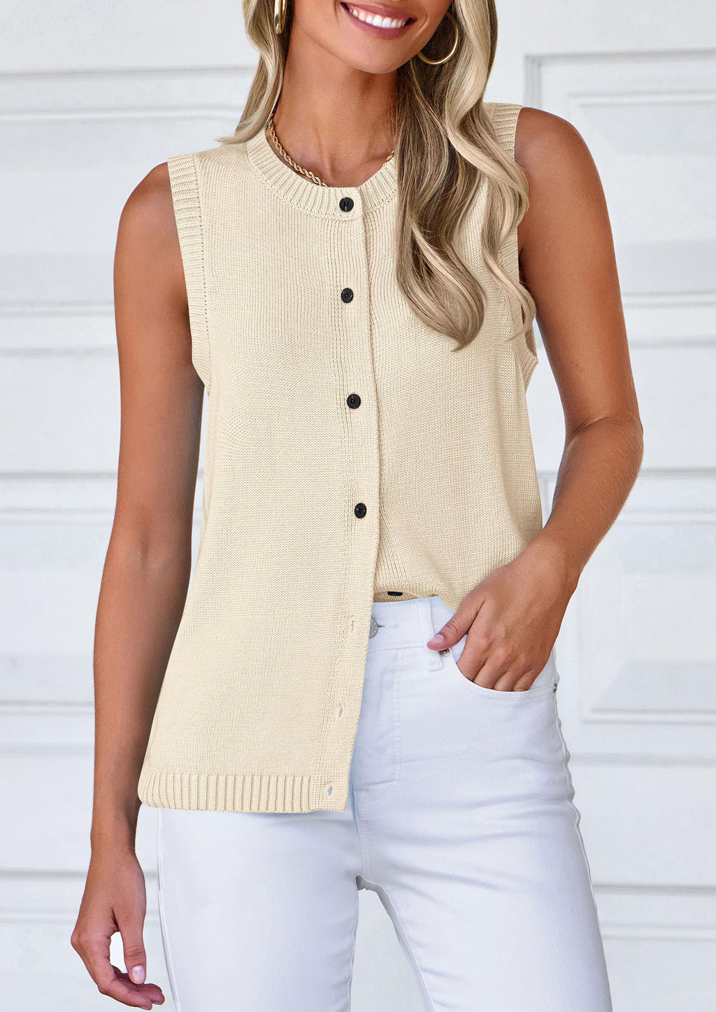 Sweater Vest Women Spring Summer Casual Lightweight Knit Sleeveless Button Down Tank Tops Trendy Clothes