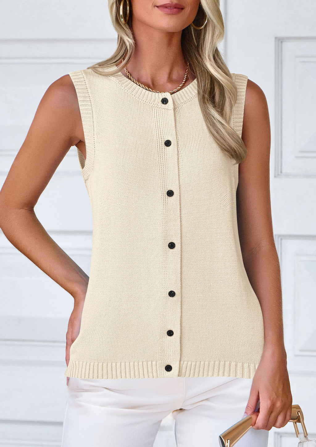 Sweater Vest Women Spring Summer Casual Lightweight Knit Sleeveless Button Down Tank Tops Trendy Clothes