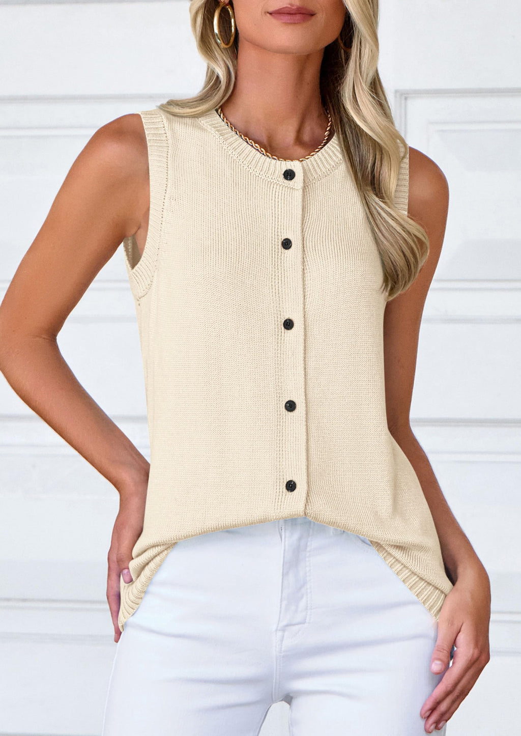 Sweater Vest Women Spring Summer Casual Lightweight Knit Sleeveless Button Down Tank Tops Trendy Clothes