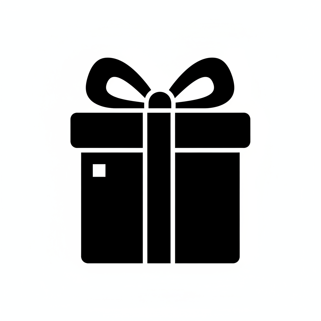 give me and gift icon i want it to be black. more black than white