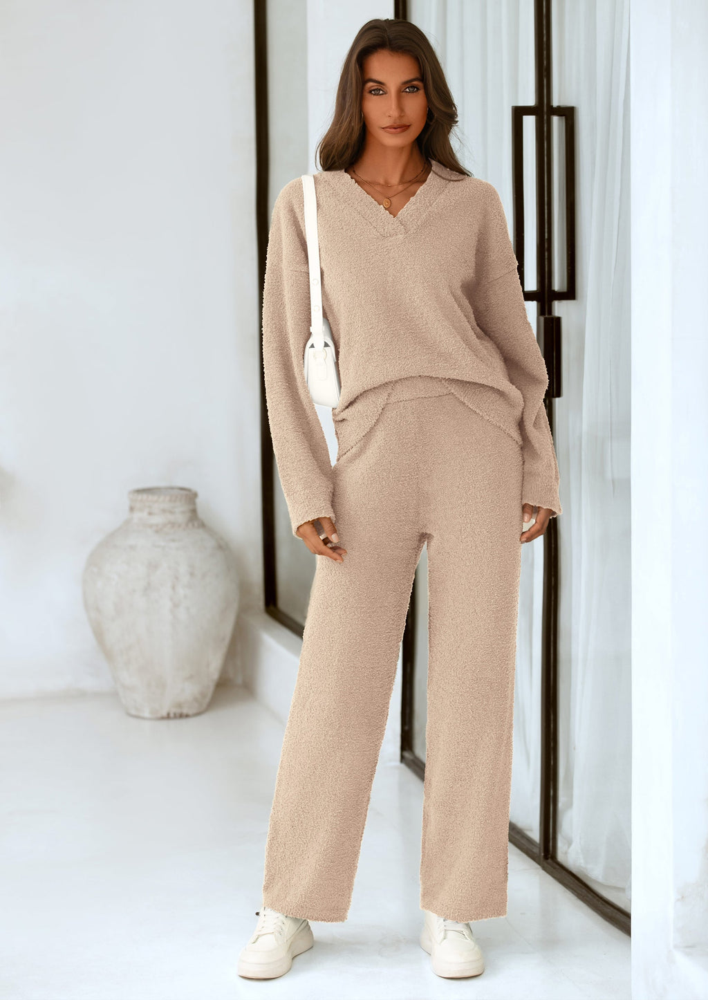 Lounge Sets for Women Two Piece Sweaters Pajama Set Fall Fashion Loungewear Outfits Matching Winter Clothes